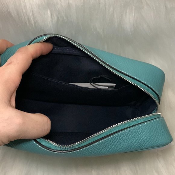 COACH Ellis Nylon Cosmetic Case in Blue Green/Silver - Picture 4 of 4